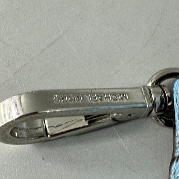 NWOT Blue Michael Kors Mini Purse w/Silver Hardware Keychain - Picture 7 of 8